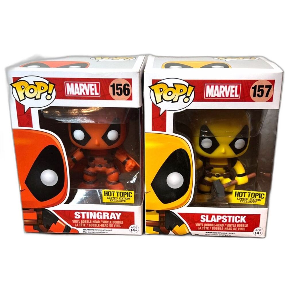 Deadpool Stingray Funko Pop! 156 & Slapstick 157 Hot Topic Exclusives Marvel Toy